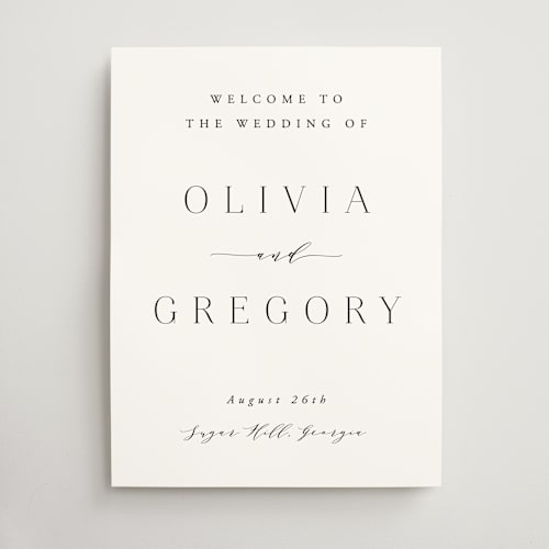 This is a lily wedding signs with standard by Hooray Creative called classy type printing on doublethick in 18x24