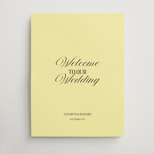 This is a butter wedding signs with standard by Helena Vitto called the eternal printing on premium sign board in 18x24