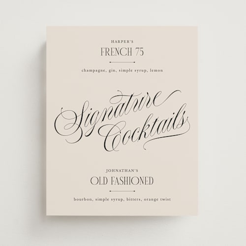 This is a linen wedding signs with standard by Kate Ahn called mirin printing on doublethick in 8x10