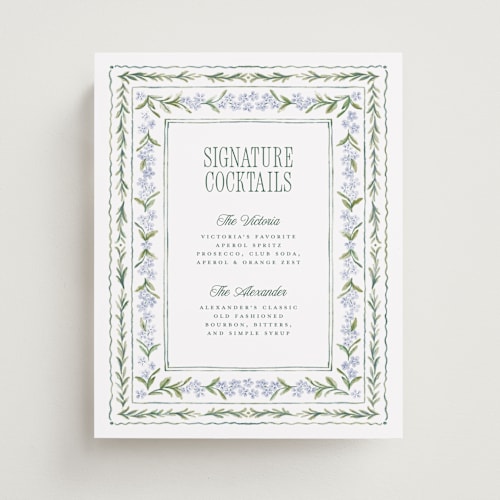 This is a wisteria wedding signs with standard by Jenna Holcomb called vintage sketched printing on doublethick in 8x10