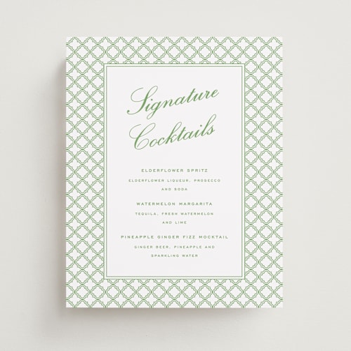 This is a sage wedding signs with standard by Angela Garrick called garden trellis printing on doublethick in 8x10