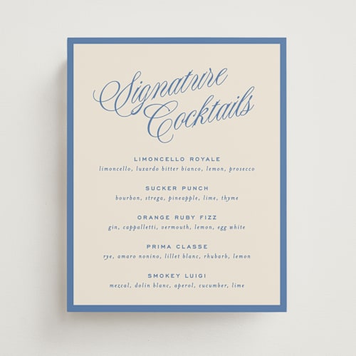 This is a cobalt wedding signs with standard by Ellen Schlegelmilch called rory printing on doublethick in 8x10