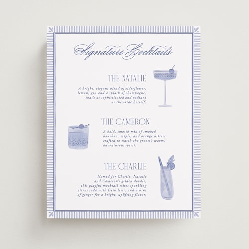 This is a cerulean wedding signs with standard by Jenna Holcomb called embroidered printing on doublethick in 8x10