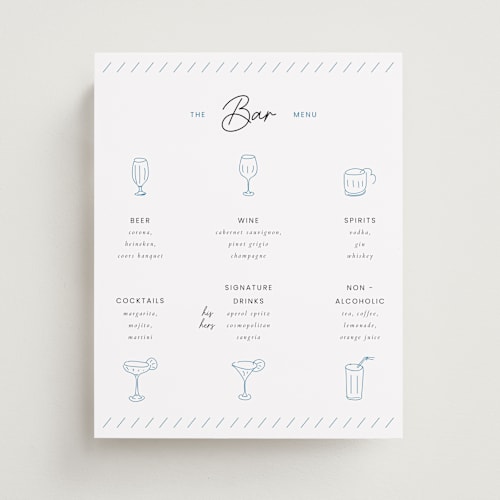 This is a lagoon wedding signs with standard by samovilka called whimsybarmenu printing on doublethick in 8x10