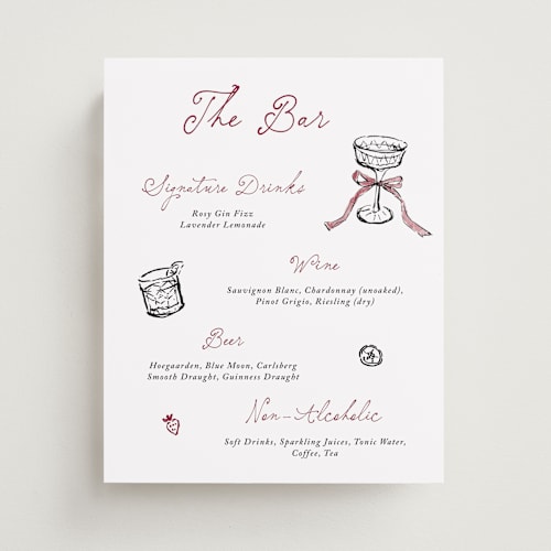 This is a wine wedding signs with standard by Cass Loh called sip sketch printing on doublethick in 8x10