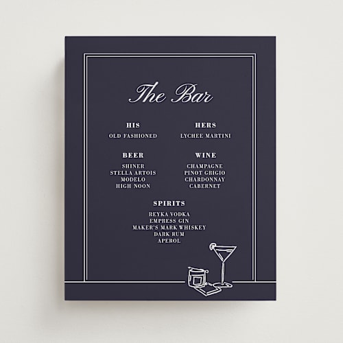 This is a midnight wedding signs with standard by Sydney Snowden - Sentimently called gilded pour printing on doublethick in 8x10