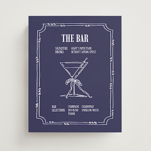 This is a navy wedding signs with standard by Sydney Snowden - Sentimently called something shaken printing on doublethick in 8x10