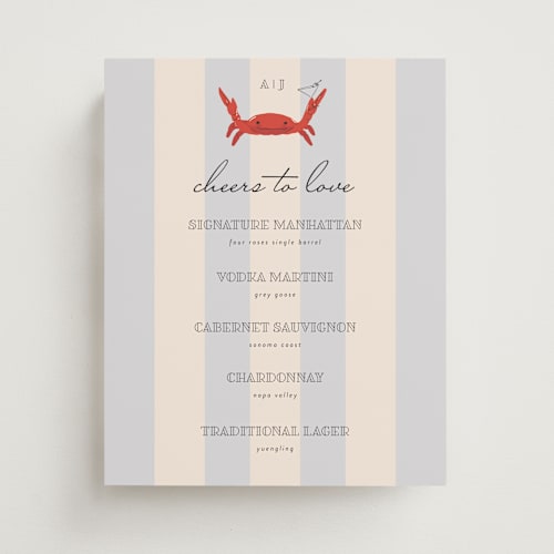 This is a stone wedding signs with standard by Ashley Bird called claw-some bar menu printing on doublethick in 8x10