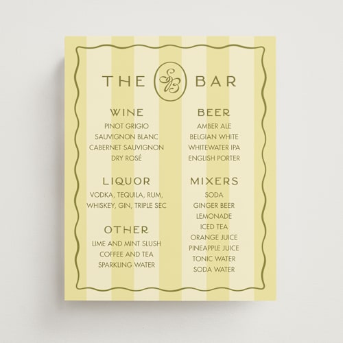 This is a lemongrass wedding signs with standard by Sam Dubeau called fresh prep printing on doublethick in 8x10