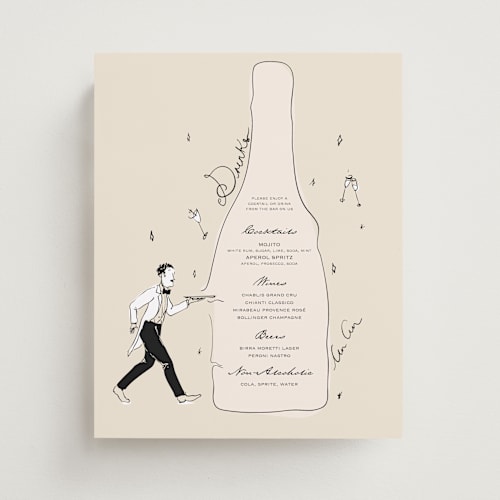 This is a champagne wedding signs with standard by Draft and Wed called cin cin - butler drinks menu printing on doublethick in 8x10