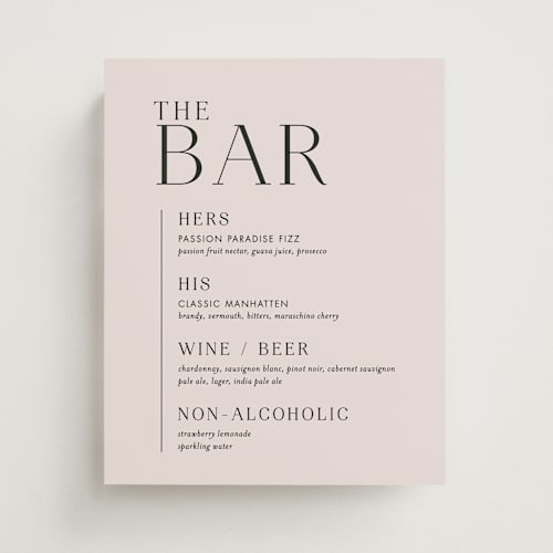 This is a cream wedding signs with standard by jomolo called debonair printing on doublethick in 8x10