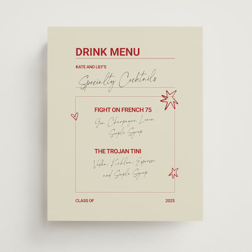 This is a parchment graduation party decorations with standard by Zove Ahhh called checklist complete printing on doublethick in 8x10