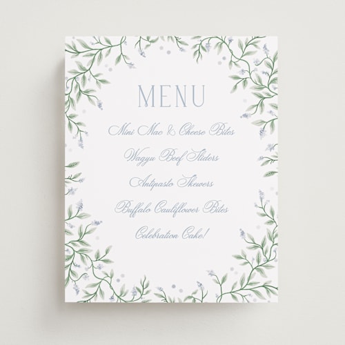 This is a periwinkle graduation party decorations with standard by Kristen Smith called wisteria printing on doublethick in 8x10