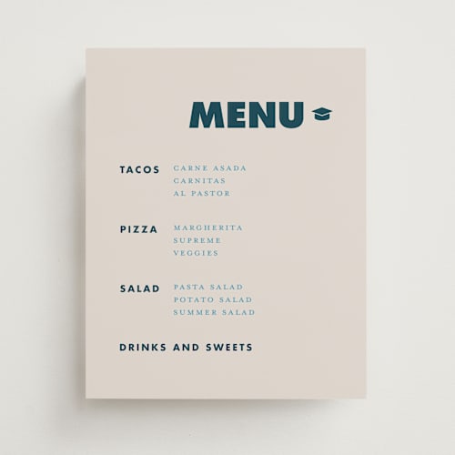 This is a navy graduation party decorations with standard by Angela Quan called bold grads printing on doublethick in 8x10