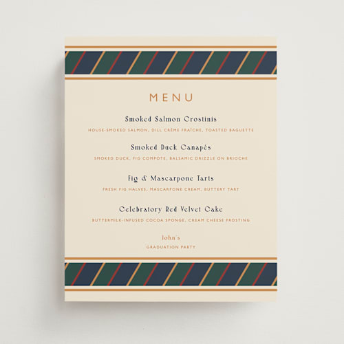 This is a navy graduation party decorations with standard by Sarah Rosenthal called belmont printing on doublethick in 8x10