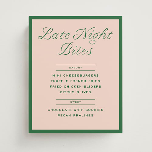 This is a peach wedding signs with standard by Megan Davis called cotillion printing on doublethick in 8x10