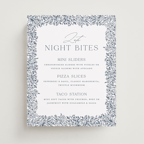 This is a provincial blue wedding signs with standard by Erin Deegan called hummingbird botanicals printing on doublethick in 8x10