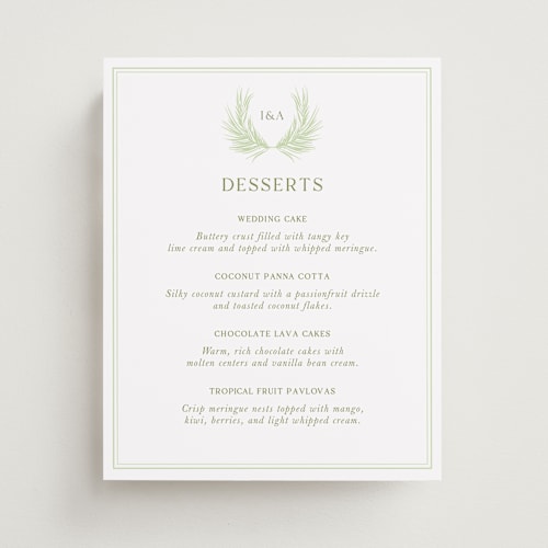 This is a olive wedding signs with standard by Lucrecia Caporale called shoreline elegance printing on doublethick in 8x10