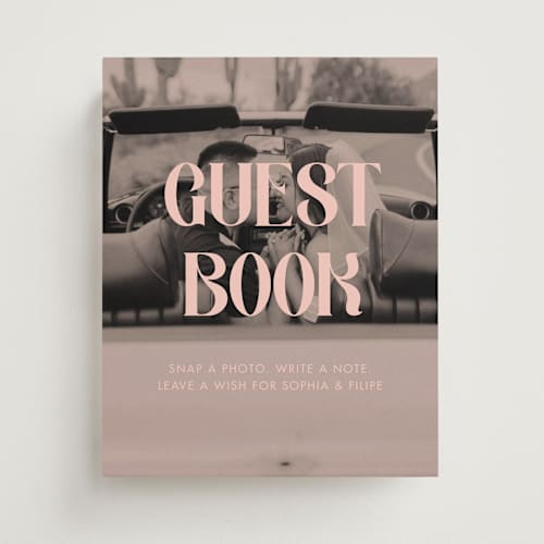 This is a blush wedding signs with standard by Morgan Kendall called cinematic printing on doublethick in 8x10