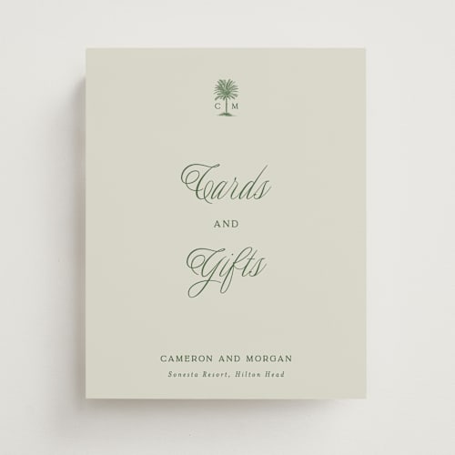 This is a sage wedding signs with standard by Bethan called tropical printing on doublethick in 8x10