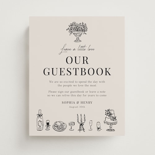 This is a noir wedding signs with standard by Elly called modern sketch printing on doublethick in 8x10