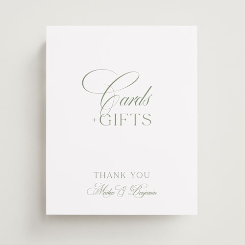 This is a garden wedding signs with standard by Kelly Schmidt called chic script printing on doublethick in 8x10