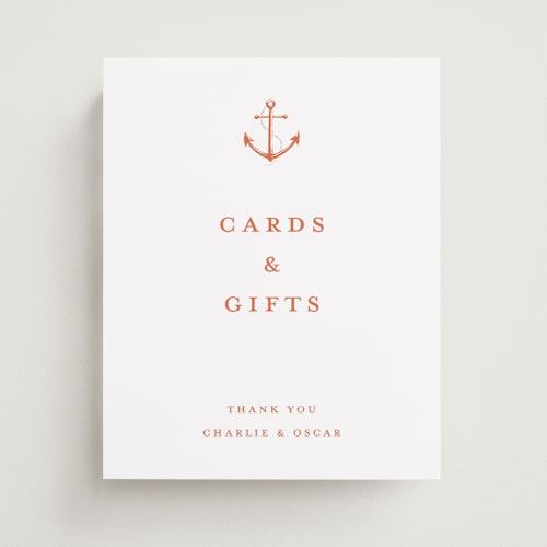 This is a spritz wedding signs with standard by Pippa Shaw called lobster printing on doublethick in 8x10