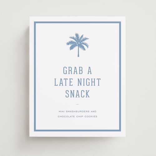 This is a provincial blue wedding signs with standard by Sara Hicks Malone called preston printing on doublethick in 8x10