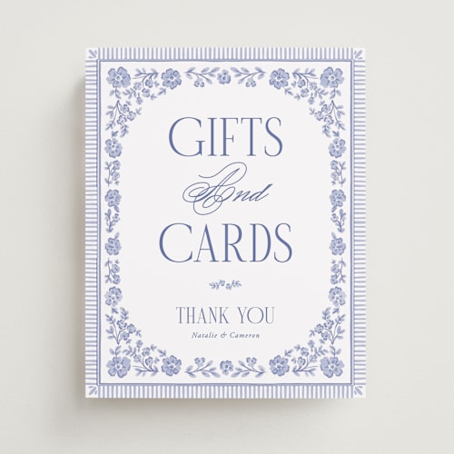 This is a cerulean wedding signs with standard by Jenna Holcomb called embroidered printing on doublethick in 8x10