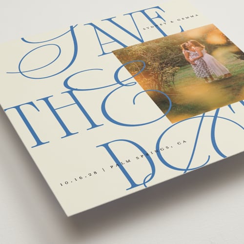 This is a hydrangea save the date with standard by Morgan Kendall called bloom printing on recycled smooth signature in standard