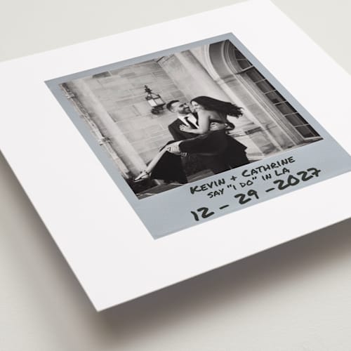 This is a noir save the date with standard by Cleghorn Creative called photo snap + penned names printing on recycled smooth signature in standard