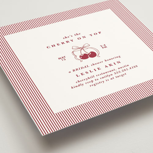 This is a bing cherry bridal shower invitations with standard by Charter Oaks Creative called classic cherries printing on signature in standard