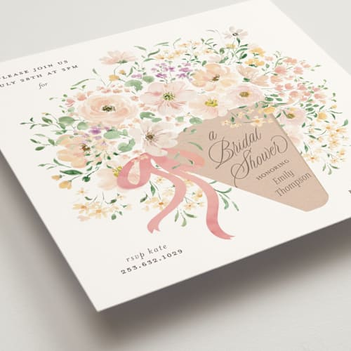 This is a carnation bridal shower invitations with standard by Itsy Belle Studio called love is blooming printing on signature in standard