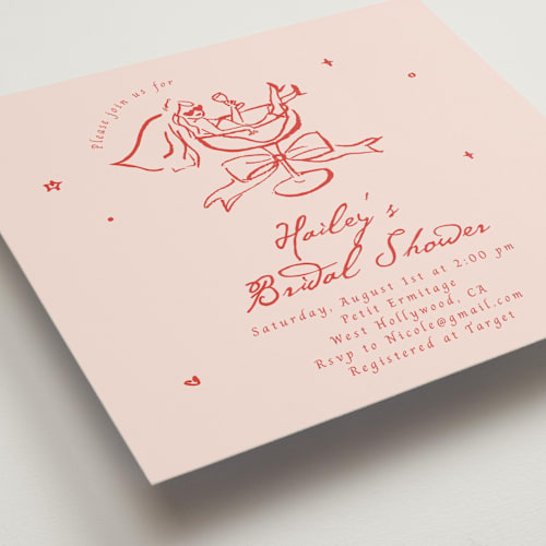 This is a scarlet bridal shower invitations with standard by Cass Loh called cheers to love printing on signature in standard