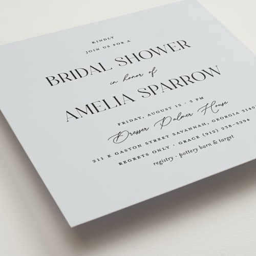 This is a delphinium bridal shower invitations with standard by Pixel and Hank called palmer printing on signature in standard