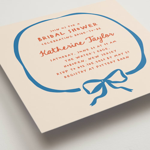 This is a wave bridal shower invitations with standard by Creo Study called minimal bow printing on signature in standard