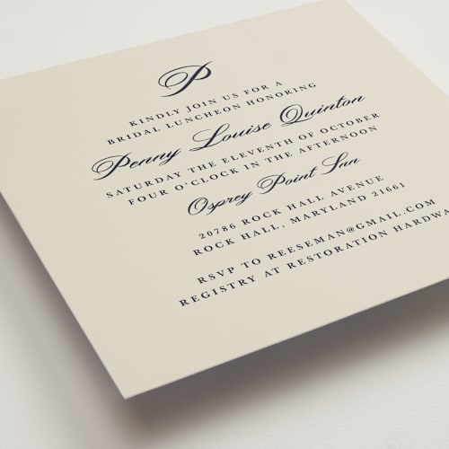This is a mist bridal shower invitations with standard by Katie Ylinen called east coast formal printing on signature in standard