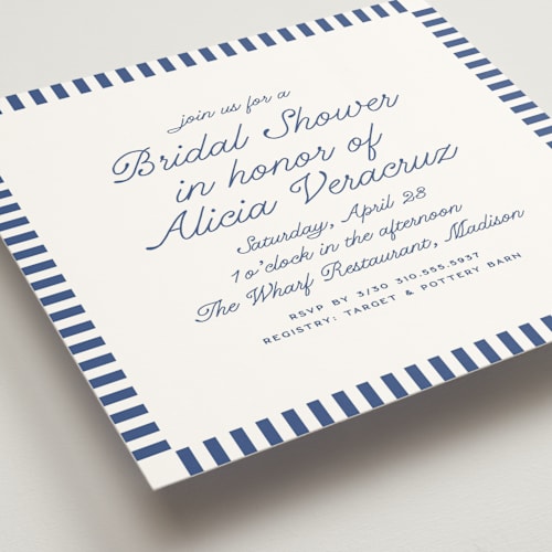 This is a ocean bridal shower invitations with standard by Owl and Toad called veracruz printing on signature in standard