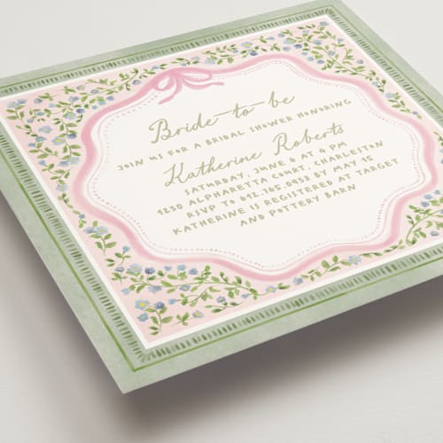This is a garden glory bridal shower invitations with standard by Creo Study called bride to be printing on signature in standard