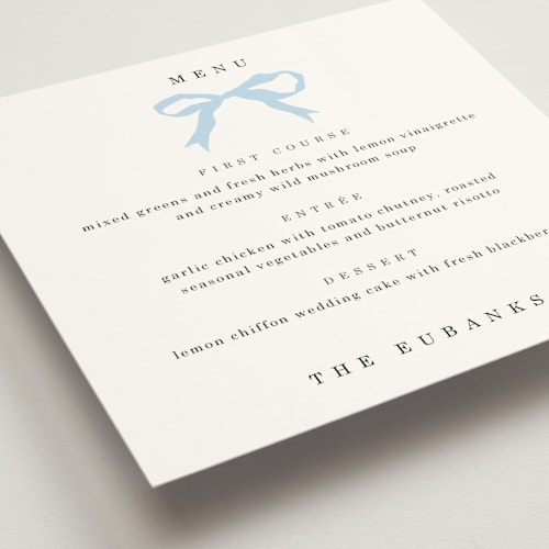This is a sky menu cards with standard by Baumbirdy called tied the knot printing on signature in standard