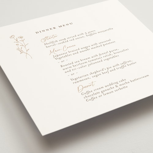 This is a chiffon menu cards with standard by chocomocacino called kouignette printing on signature in 5x5