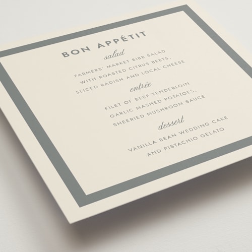 This is a oyster menu cards with standard by Megan Davis called montauk printing on signature in 5x5