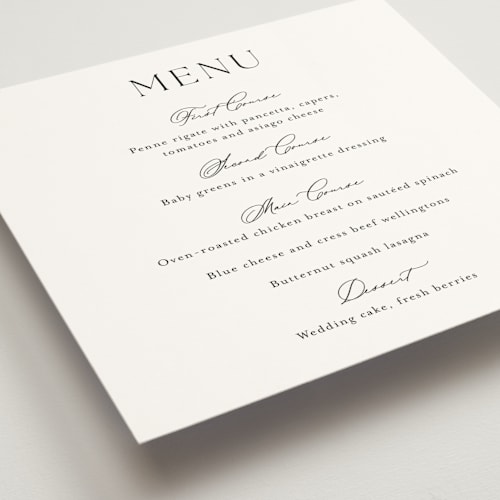 This is a cotton menu cards with standard by Stacey Meacham called modern air printing on signature in 5x5