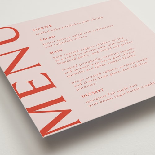 This is a strawberry menu cards with standard by Anastasia Makarova called simple square printing on signature in standard