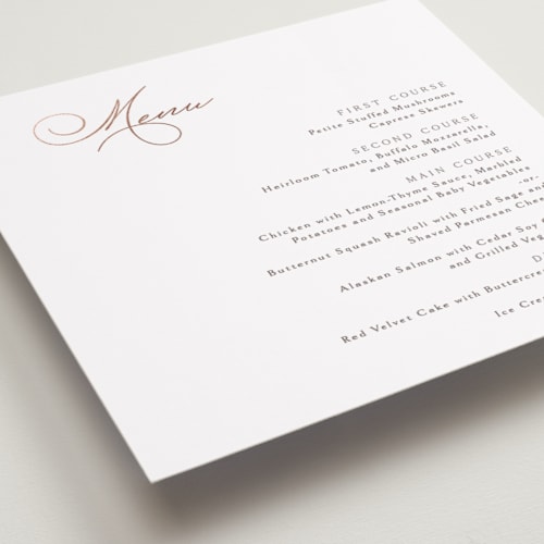 This is a snow menu cards with foil pressed by Kaydi Bishop called eternal printing on signature in 5x5