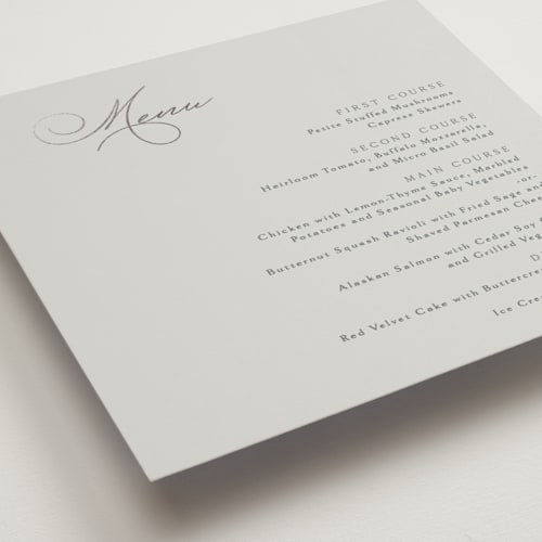 This is a stone menu cards with foil pressed by Kaydi Bishop called eternal printing on signature in 5x5