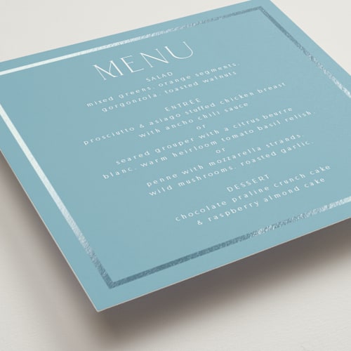 This is a sky menu cards with foil pressed by Nicole Walsh called regal printing on signature in 5x5