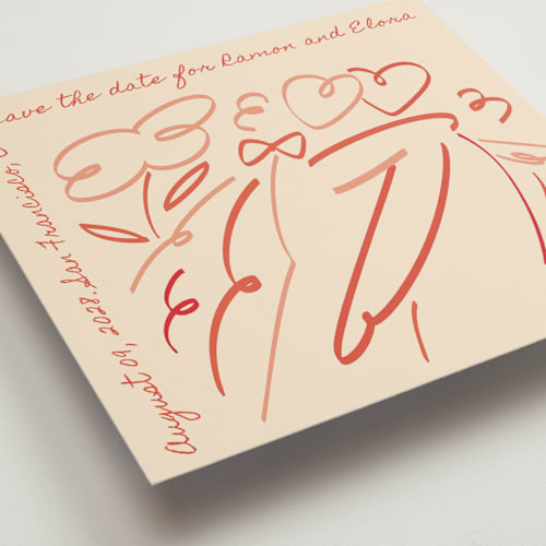 This is a love save the date with standard by Zove Ahhh called vibrant togetherness printing on signature in square