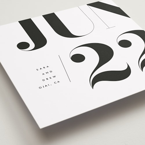 This is a cotton save the date with standard by kelli hall called calendrier printing on signature in square