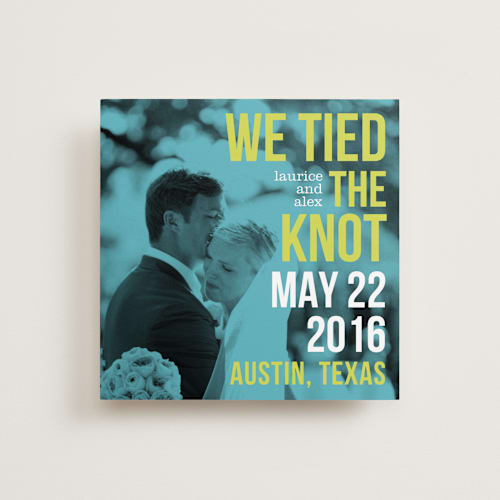 This is a seafoam wedding announcements with standard by Alex Elko Design called love bop printing on signature in standard